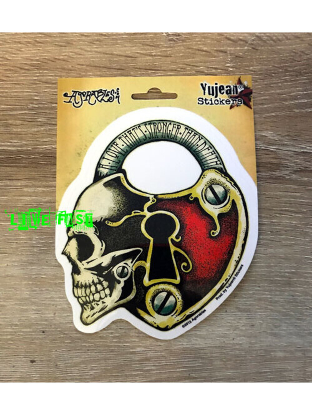 SKULL HEART KEY STICKER DECAL A LOVE THATS STRONGER THAN DEATH tattoo flash art